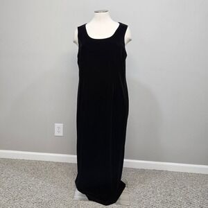 Vintage 90s Y2K Black Velvet Maxi Dress Plus‎ Size 22 Whimsigoth Formal Evening